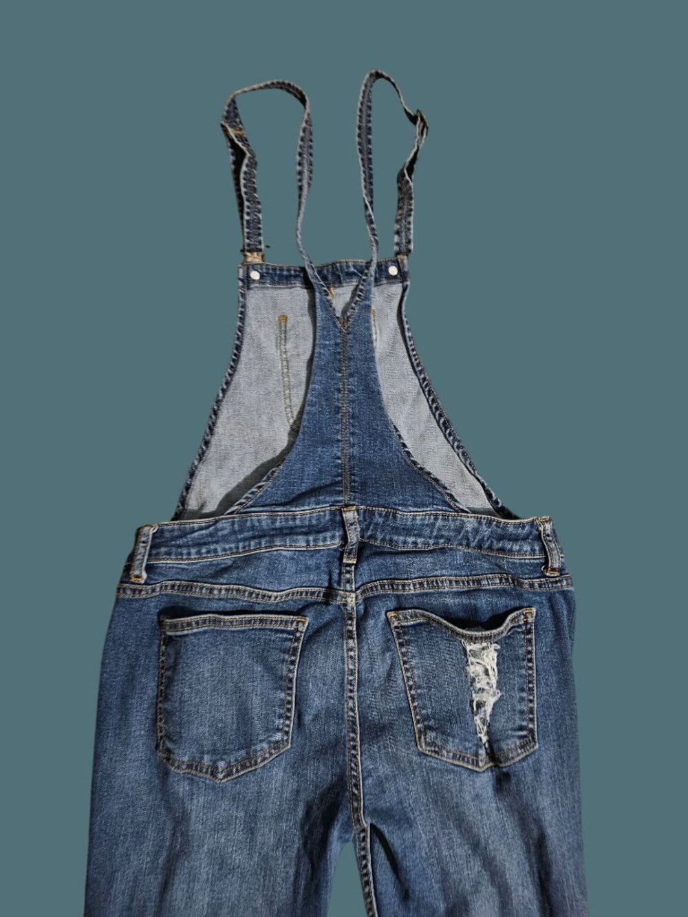 Sneak Peek Denim Distressed Skinny Overalls Stretchy Jeans Women Size L - Picture 4 of 10